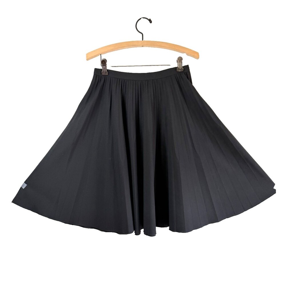 Moschino Cheap And Chic Black Pleated A-Line Skirt Wool Blend Made Italy US 8